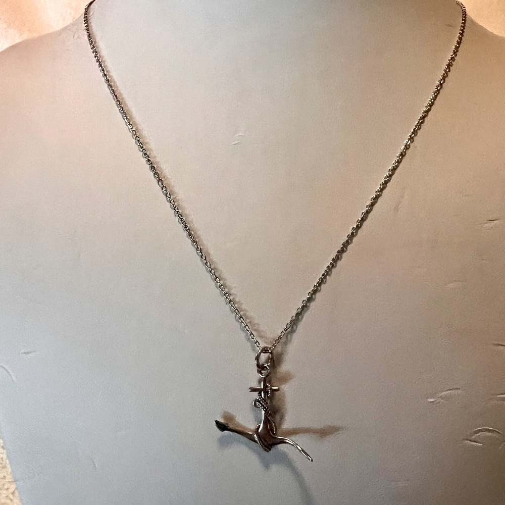 Sale S925 YFN Sterling Silver 2 Piece Anchor Pendant n Chain
